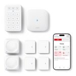 X-Sense WiFi-alarmsysteem met app voor thuis en appartement, slim alarmsysteem met deur- en raamsensor, bewegingsmelder, paniekknoptoetsenbord, inclusief basisstation, AS08