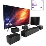 Beste home cinema set ULTIMEA 7.1 Soundbar voor TV met Dolby Atmos, Surround Sound System 460W met draadloze subwoofer, 4 bekabelde surround speakers, App-bediening, Home Theater Sound System Poseidon D80
