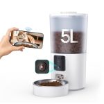 PF1-6L Automatische Krokettendispenser voor Katten, WiFi 1080P HD Camera, Roestvrijstalen Voerbak, Programmeerbaar & Anti-verstopping & Automatisch Sluitende Voeruitlaat, Reservebatterij
