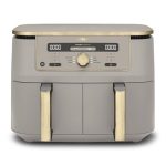 Ninja MAX Dual Zone digitale airfryer, 2 lades, 9.5L, 6-in-1, gebruikt geen olie, Airfryen, Max Crisp, Braden, Bakken, Opwarmen, Drogen, antiaanbaklaag, manden voor vaatwasser, Steengoud, DZ400EUSTGD