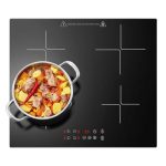 Beste inductie kookplaat 60 cm KICHPOWER Inductiekookplaat 4 zones, inbouw inductiekookplaat 60 cm met booster, 4 pitten, touchbediening, 9 vermogensstanden, timer 1-99 min, kinderslot, warmte-indicator, geen stekker