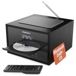 DAB+ Bluetooth radio en cd-speler, 40 W netvoeding hifi-systeem voor thuis, geïntegreerde luidsprekers, led-display, dubbel alarm, 20 voorinstellingen en FM, USB, MP3, AUX, afstandsbediening