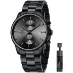 Beste horloges Herenhorloges met roestvrij staal en metaal. Casual waterdicht chronograaf quartzhorloge, met automatische datum en kleurrijke wijzers., Grijs S