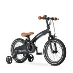 Deryan Kinderfiets, 14 inch, 3-in-1 loopfiets, fiets met verstelbaar zadel en stuur, kinderfiets voor jongens en meisjes, 3,5 tot 5 jaar, zwart