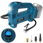 QUPERR Draagbare luchtcompressor compatibel met Makita 18V accu, Tot 10,3 bar met LED-verlichting en automatische stop, Voor auto, motor, fiets, ballen (zonder accu)