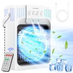 XTTANK 1200ml Mobiele Airconditioner met Afstandsbediening, 5 in 1 Mobiel Airkoelsysteem, 3 Snelheden, 3 Nevelstanden, 7 Kleuren Licht, 2-8H Timer, Mini Airconditioner voor Kamer/Kantoor