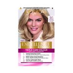 Beste haarverf voor thuis L'Oréal Paris Excellence Crème permanente haarverf, stralende haarverf voor thuis met tot 100% grijsdekking, Pro-keratine, tot 8 weken kleur, kleur: 9.1 natuurlijk licht asblond