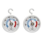 Beste koelkast thermometer TFA Dostmann set van 2 analoge koelthermometers met haak, 95.1036, handzaam, met koelzones, voor koelkast, vriezer en koelcel voor temperatuurcontrole, tot -40 °C, wit