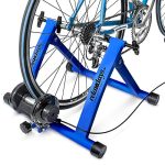 Relaxdays hometrainer, met 6 versnellingen, voor 26-28 inch, draaglast van max. 120 kg, fietstrainer thuis, blauw