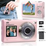 ARNSSIEN Digitale Camera met Dubbel Scherm, Autofocus 4K 48MP, Vlogcamera voor Kinderen en Beginners, met 32GB Kaart, 16X Zoom, Beeldstabilisatie, Perfect Cadeau voor Jongens en Meisjes,Y5