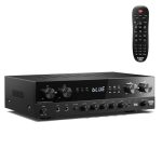 Beste receiver Donner Stereo-ontvangers Home Audio Versterker, Premium 1000W Max Power 4-kanaals versterker met Bluetooth 5.0, USB, FM, 2 Mic-in, Echo, RCA, glasvezel/coaxiale ingang voor thuis, karaoke