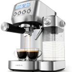 Beste pistonmachine voor thuis Lugia Espressomachine 20 Bar – Koffiemachine met Automatische Melkopschuimer – Cappuccino, Latte & Espresso – Pistonmachine met LED Display – RVS – Thuis Barista Koffiezetapparaat
