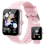 Smartwatch voor kinderen, 1,8 inch smart fitnesstracker voor jongens en meisjes met 100+ sportmodi, stappenteller, wekker, slaap, spelletjes, smartwatch voor kinderen, Ado 5-16, cadeau, roze