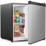 Upstreman Mini-Koelkast met Vriesvak, 46 L, Instelbare Thermostat, Energiebesparend, Geluidsarm, Compacte Koelkast met één Deur, Voor Slaapzaal, Kantoor, Slaapkamer, Roestvrij staal-FR17