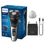 Philips Shaver Series 3000 - Elektrisch Wet & Dry scheerapparaat voor heren, SkinProtect-technologie, uitklapbare baardtrimmer, snoerloos scheerapparaat met reisetui, kleur Diepzwart (model S3241/12)