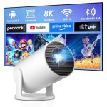 Salange Mini-beamer, Ondersteunt 8K Mini-projector, wifi 6 BT5.4, Projector Android OS 14.0, 4K Thuisbioscoop, 180° Draaibaar, Mini Smart Beamer Mobiele Telefoon Voor