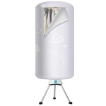 Elektrische wasdroger, 1000 W met warmtepomp, wasdroger met timer, verwarmingsdroger met 2 lagen, geschikt voor huishoudlinnen, 170 cm, grijs
