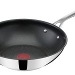 Beste wokpan inductie Jamie Oliver by Tefal Cook's Direct Wokpan, 28 cm, anti-aanbaklaag, thermo-signal, geklonken handgreep, geschikt voor inductie, roestvrij staal, E3041934