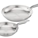Tefal E492S2 Virtuoso 2-delige pannenset, 24 + 28 cm, hoogwaardig premium roestvrij staal, ongeseald, geborstelde afwerking, geschikt voor inductie, ovenbestendig tot 250 °C, roestvrij staal