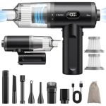 Beste uit de test stofzuiger APPS2Car Handstofzuiger, 15000PA autostofzuiger, draadloos, opvouwbare mini-autostofzuiger met krachtige borstelloze motor en 2 HEPA-filters, draagbare stofzuiger voor huisdierenhaar, voertuigen
