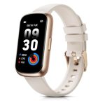 Beste sporthorloge dames TIFOZEN Fitness-tracker voor dames en heren, smartwatchband met 24/7 hartslag, bloedzuurstof slaapmonitor, calorieën stappenteller, stappenteller, 3 ATM, waterdichte activiteitstracker (gouden