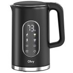 Olvy Waterkoker met Temperatuurregeling - Warmhoudfunctie - Kalkfilter - RVS - Dubbelwandig - Elektrisch - 1.7 Liter - 2200W - Zwart