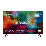 MEDION 163.9 cm 65" Ultra HD TV Smart TV HDR10 VIDA Store Prime Video Disney+ DAZN HbbTV PVR Bluetooth HD+, MD865201