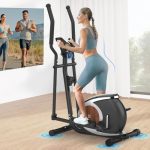 Magnetische Crosstrainer, Compatibel met Bluetooth-fitness-apps, met 16 instelbare weerstandsniveaus, LCD-scherm, Ultrastille Elliptische Trainer Voor Thuisgebruik Draagvermogen van 130 KG (Zwart)